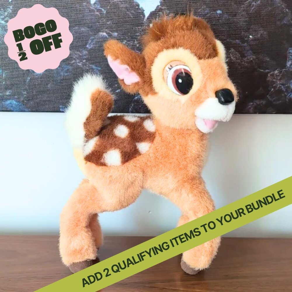 Vintage Disney Bambi Stuffed Animal Standup Mattel 1992 EUC